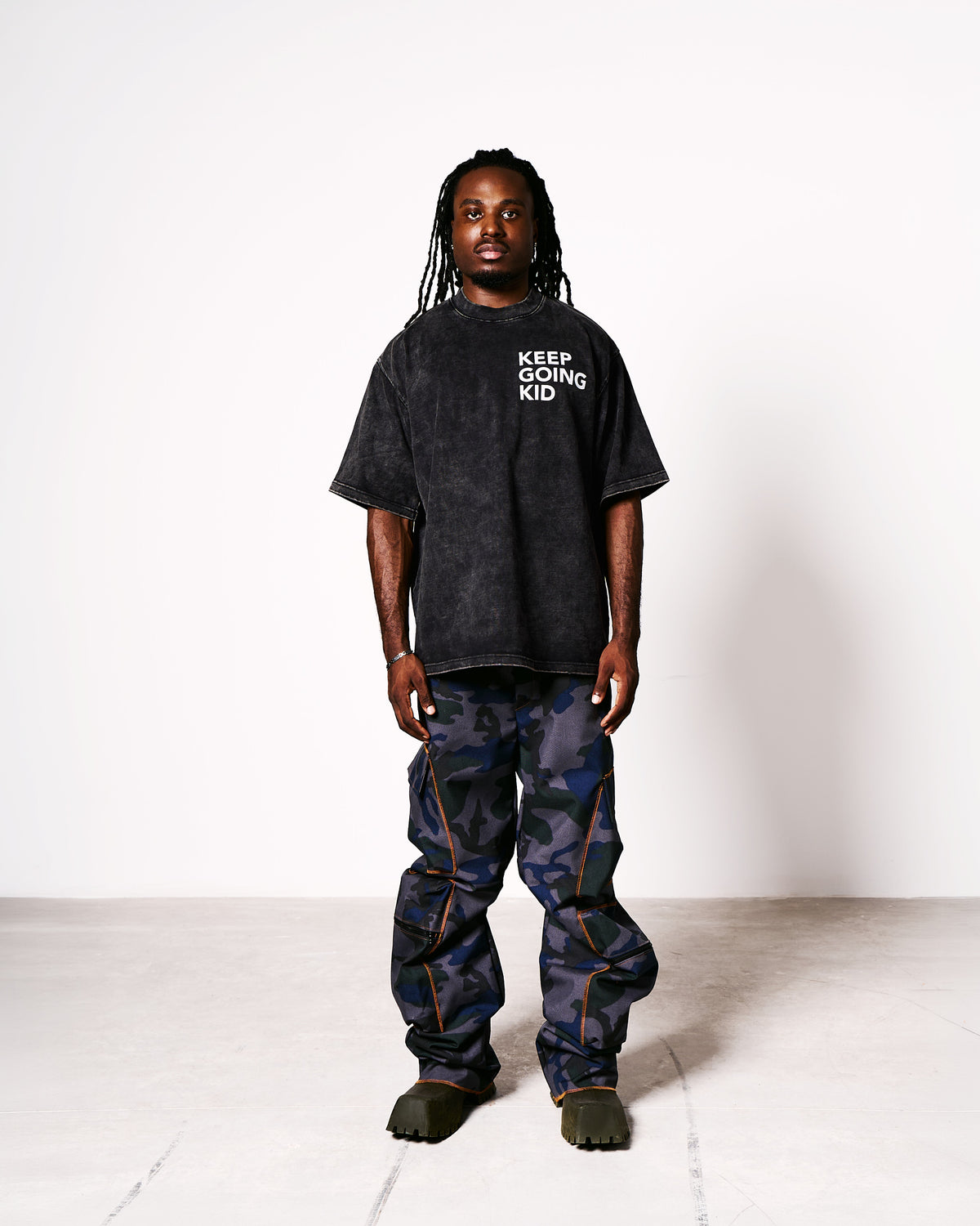 T-Shirt « I Wake Up » Noir Délavé