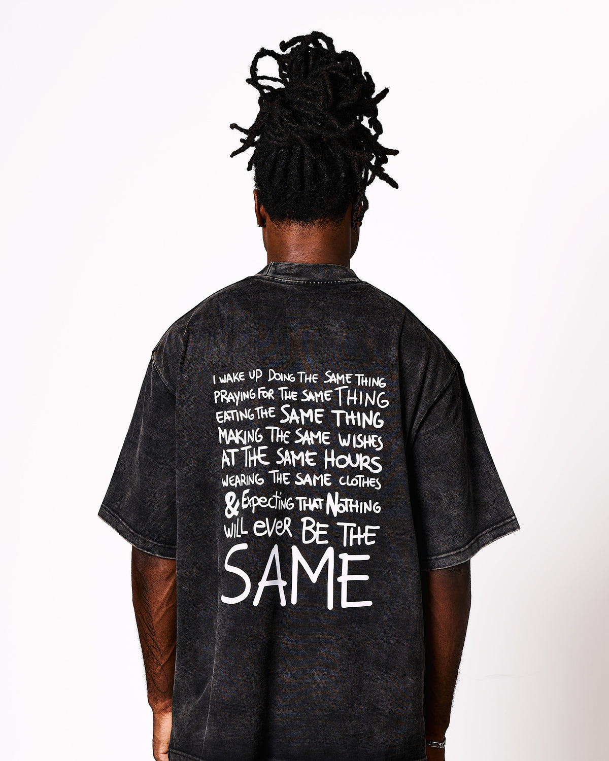 T-Shirt « I Wake Up » Noir Délavé
